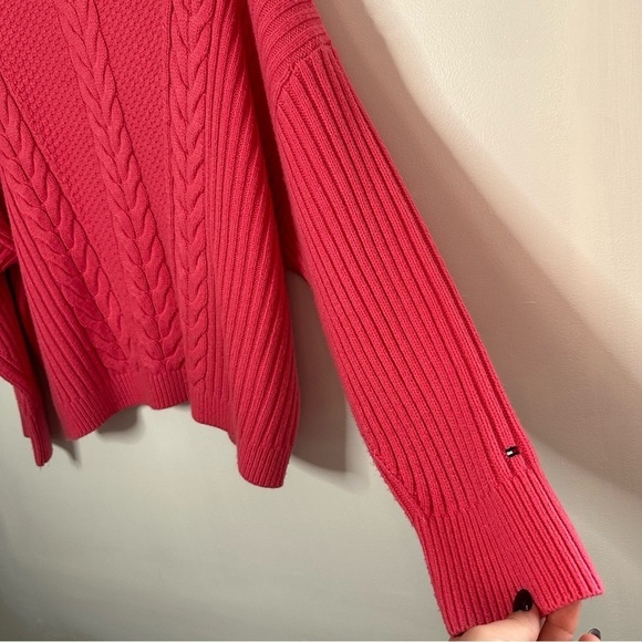 Tommy Hilfiger Women's Cable-Knit Drop-Shoulder Pink Sweater Size XL - Picture 4 of 8
